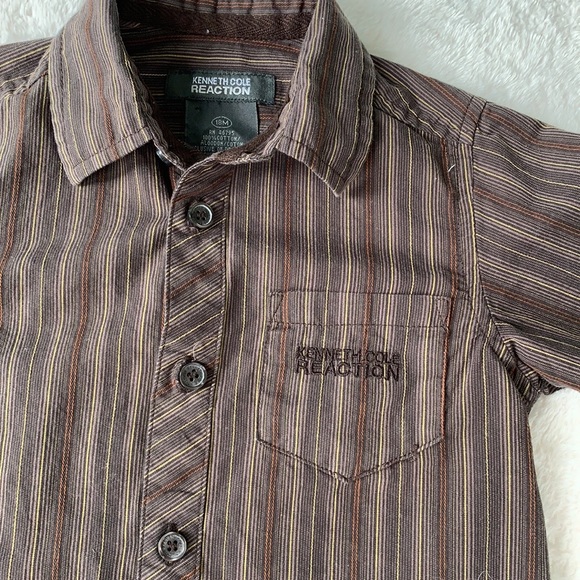 Kenneth Cole Reaction Brown Button Down Shirt Boys - Picture 4 of 9